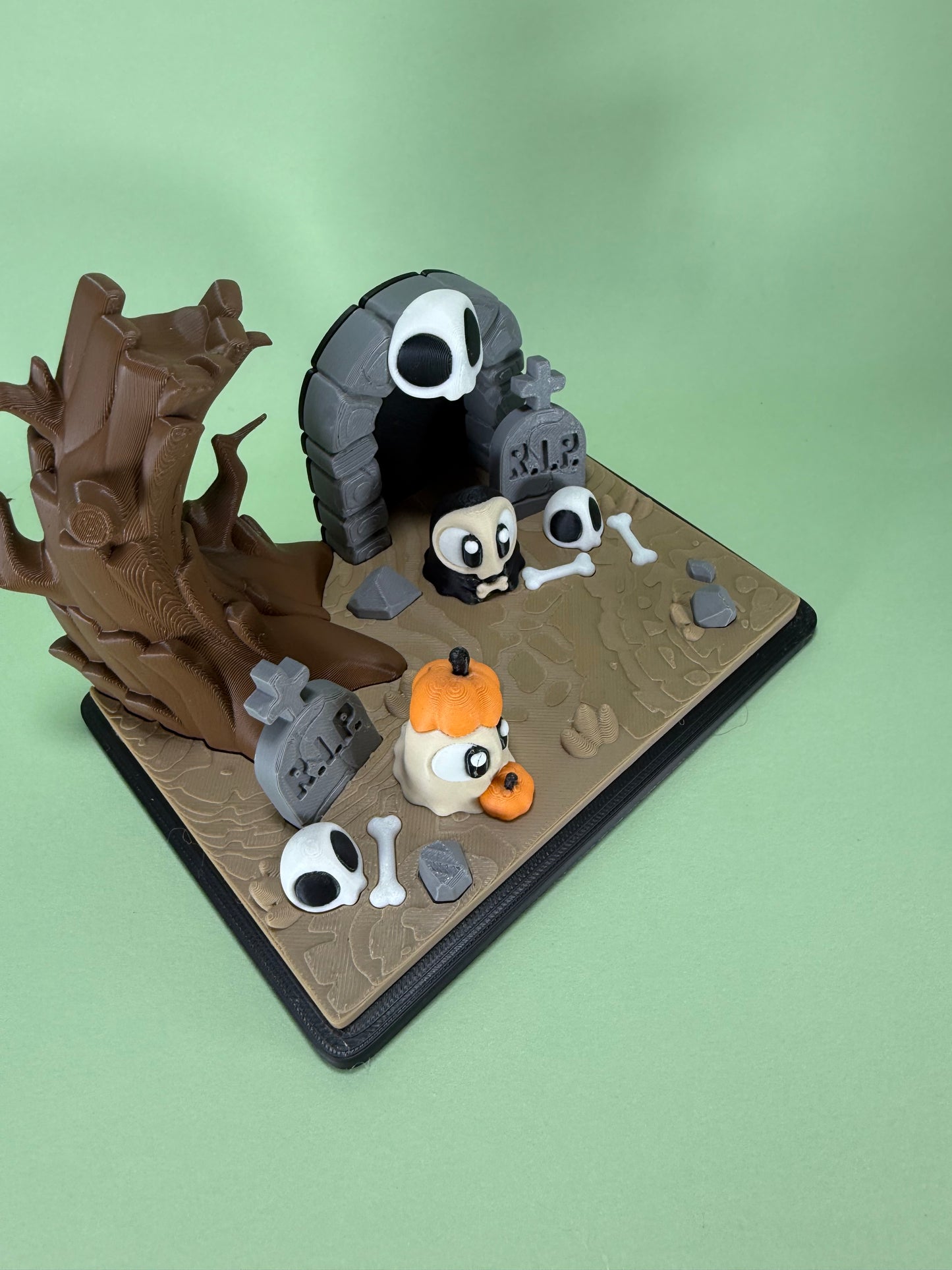 Graveyard Habitat with Mini Ghost & Reaper | Halloween 3D Printed Collectible
