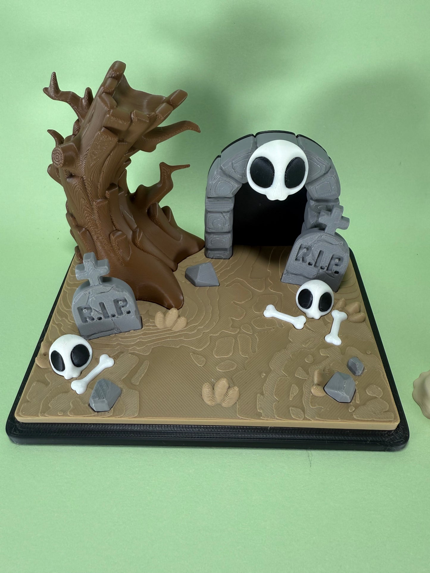 Graveyard Habitat with Mini Ghost & Reaper | Halloween 3D Printed Collectible