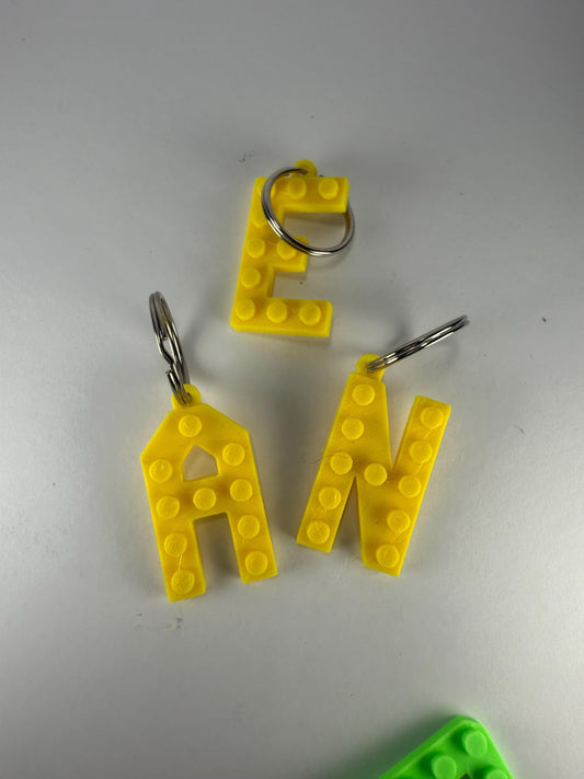 Personalised Initial Key Chain/Keyring Brick/Block 3d printed