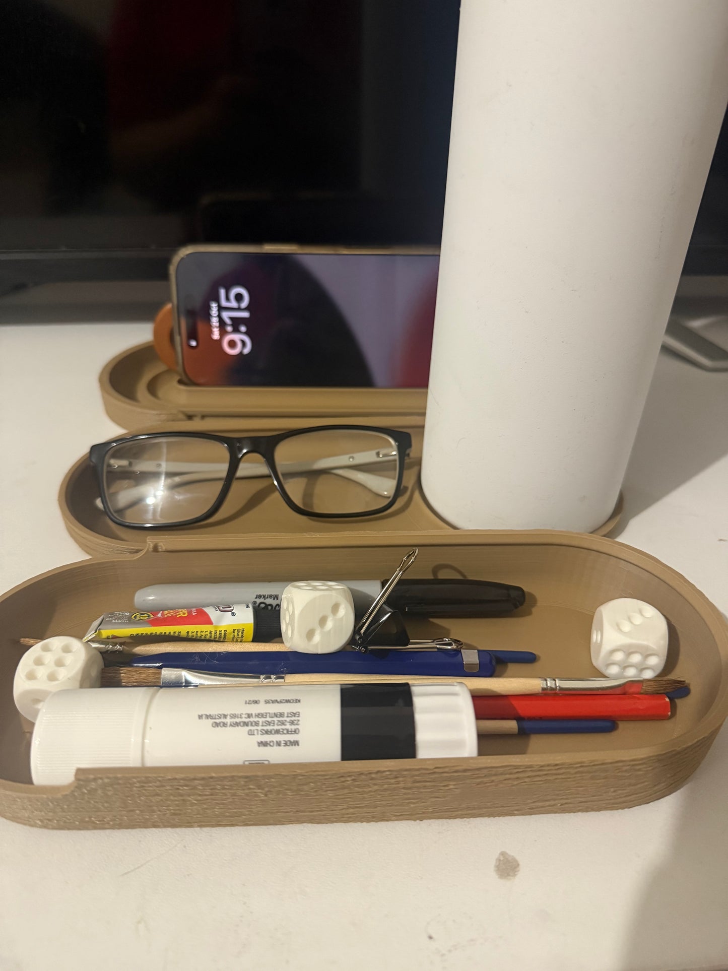 Wood Grained Desk Organiser